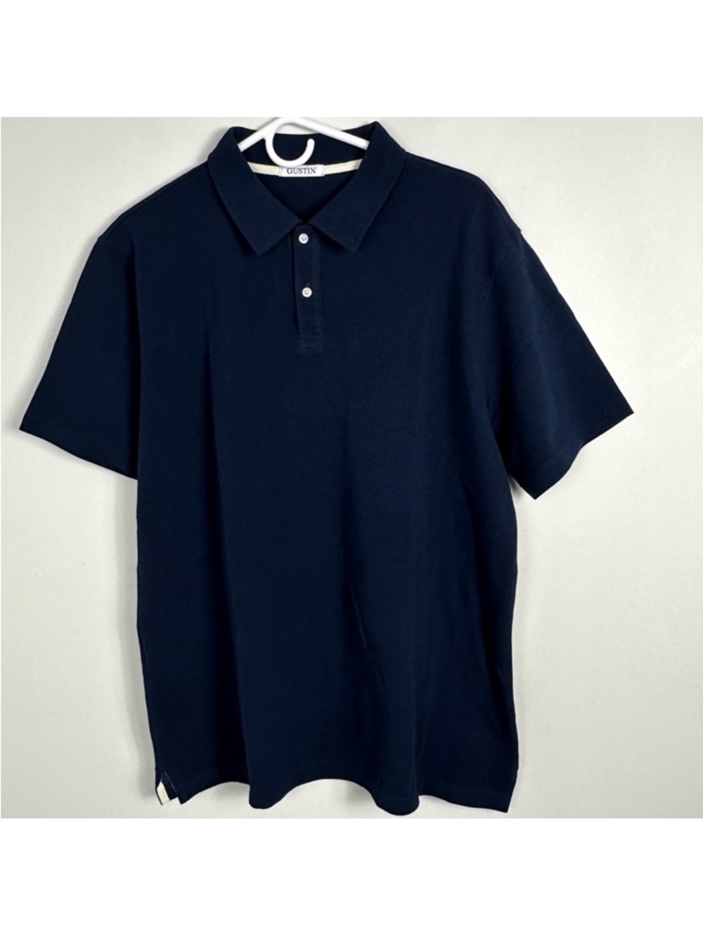 GUSTIN Mens Short Sleeve Polo Shirt Navy Blue Size XXL‎ Cotton Collared Golf Tee